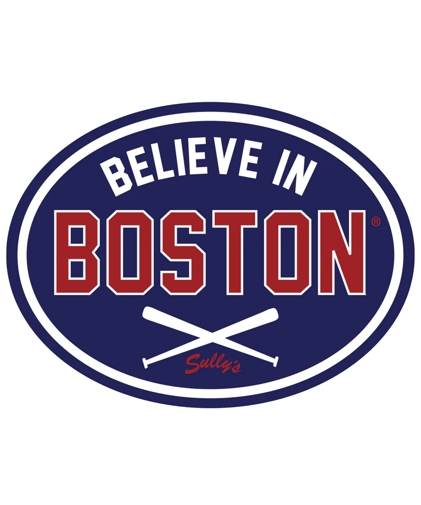 Believe In Boston "Crossed Bats" Oval Sticker