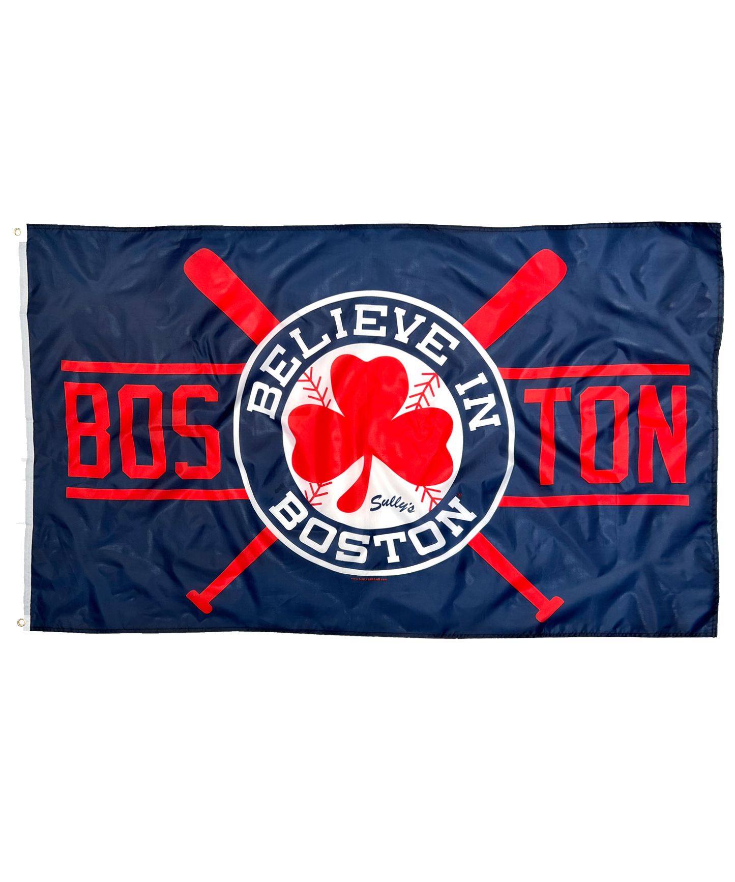 Believe In Boston - Red Shamrock with Bats 3' x 5' Flag (BLUE)