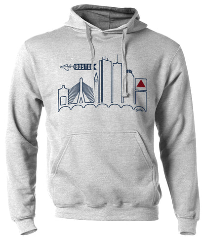 Boston Skyline Athletic Gray Hooded Sweatshirt
