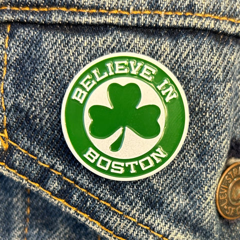Believe In Boston Green Shamrock Soft Enamel Pin