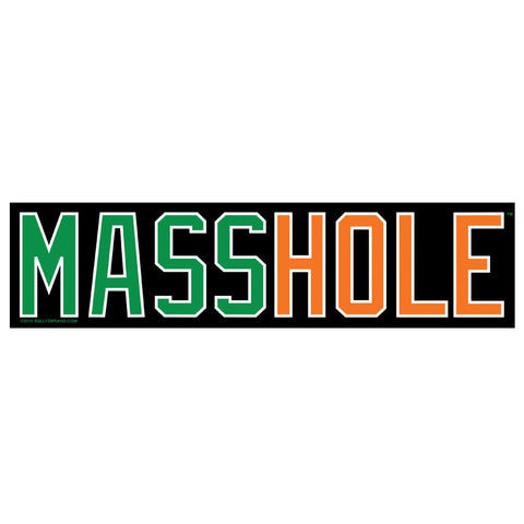 MASSHOLE Green/Orange 3"x12" Bumper Sticker
