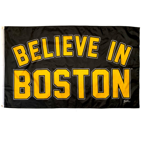 Believe In Boston - ARCHED Black & Gold 3' x 5' Flag