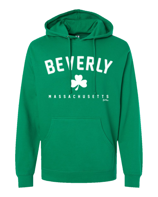 Beverly, Massachusetts "Stitched" Shamrock Hooded Sweatshirt