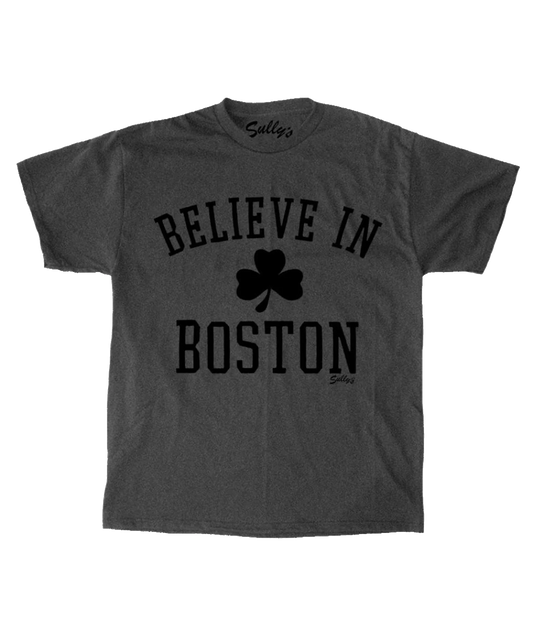Believe In Boston - Classic Shamrock - Charcoal T-Shirt