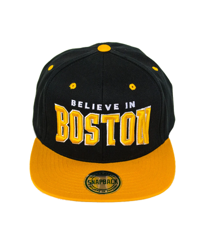 Believe in Boston - Black & Gold Snapback Hat
