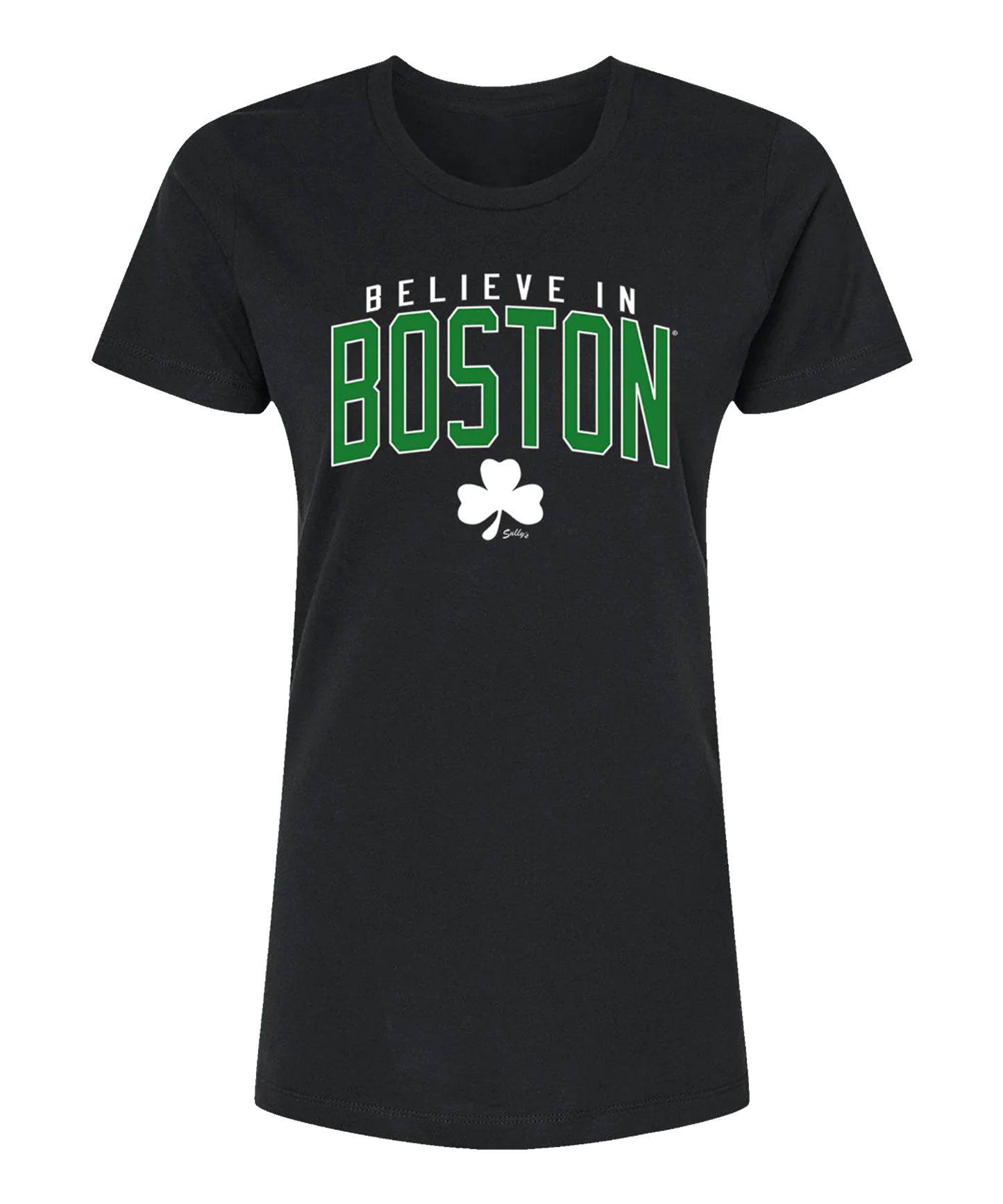 Believe in Boston - Black Relaxed Fit Women's Crew Neck T-Shirt