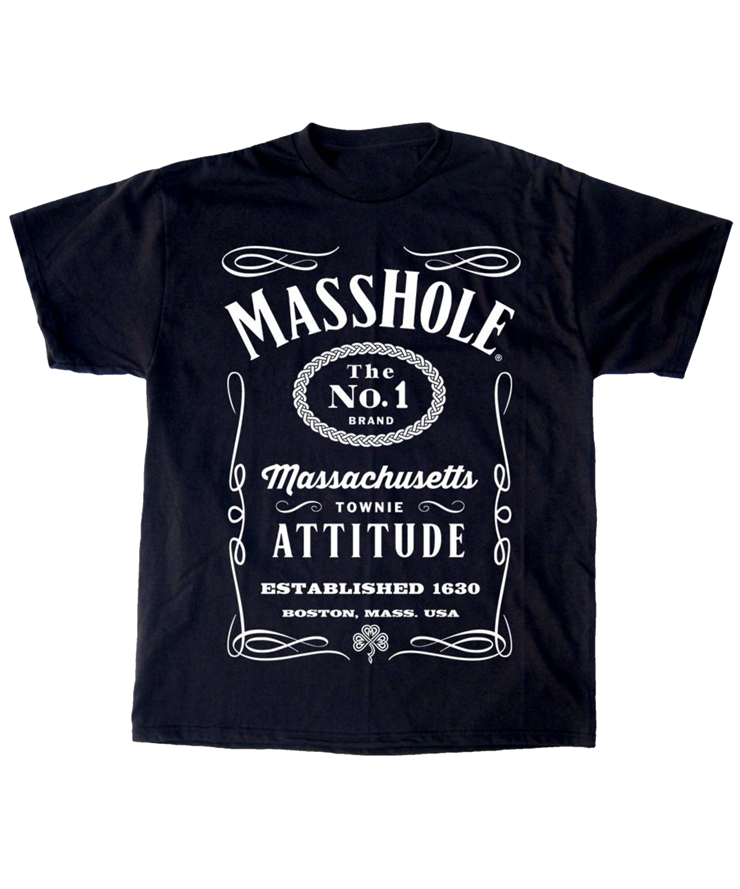 Masshole Lettering Masshole® - Black & White T-Shirt – Sully's Brand