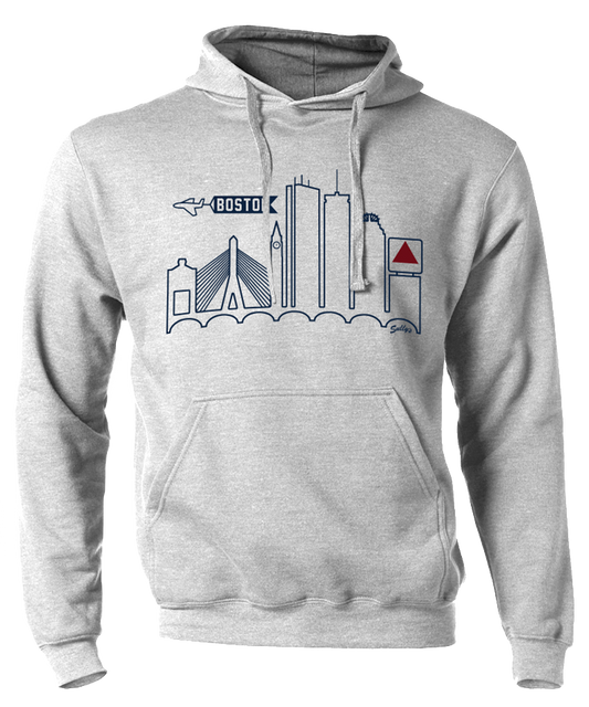 Boston Skyline Athletic Gray Hooded Sweatshirt