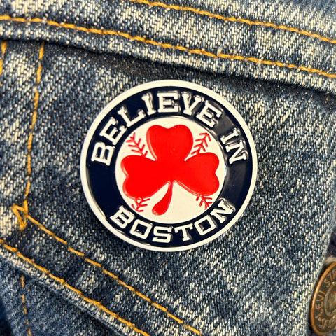 Believe In Boston Red Shamrock Soft Enamel Pin