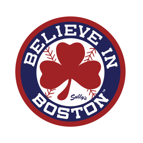 Believe in Boston - Baseball Shamrock Circle Sticker