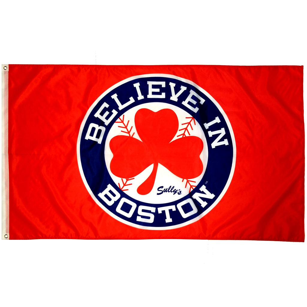 Shamrock Sticker Boston Believe in Boston - Red Shamrock 3'x 5' Flag – Sully's Brand