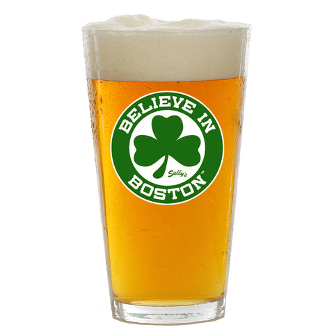 Believe In Boston Green Shamrock Pint Glass