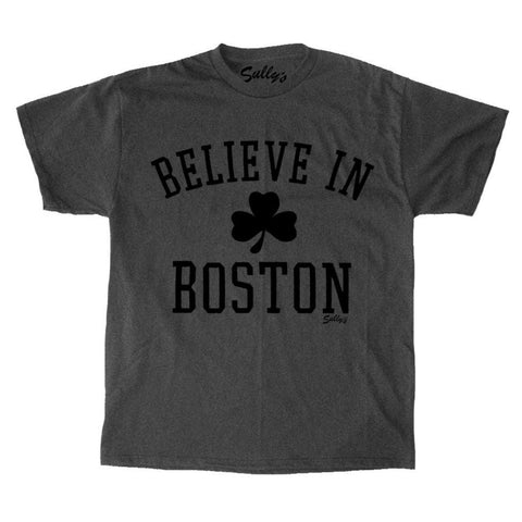 Believe In Boston - Classic Shamrock - Charcoal T-Shirt